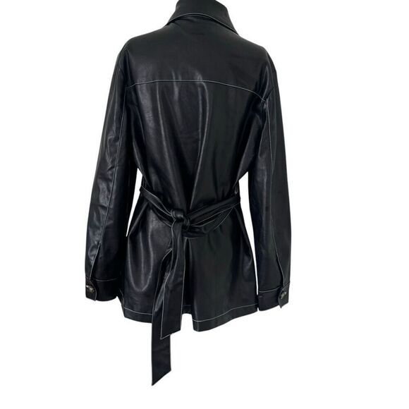 Lulu's Abeline Vegan Leather Belted Jacket Black Women's Size Medium M - Picture 5 of 12